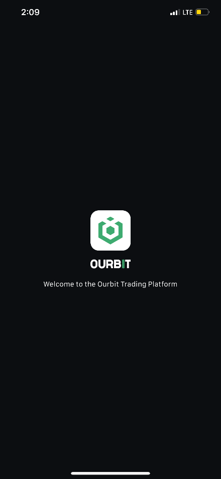صفحه آغاز به کار اپلیکیشن Ourbit در موبایل